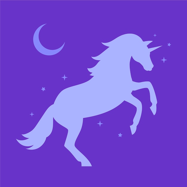 Flat design unicorn silhouette illustration