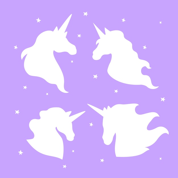 Flat design unicorn silhouette illustration