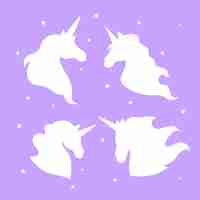 Free vector flat design unicorn silhouette illustration