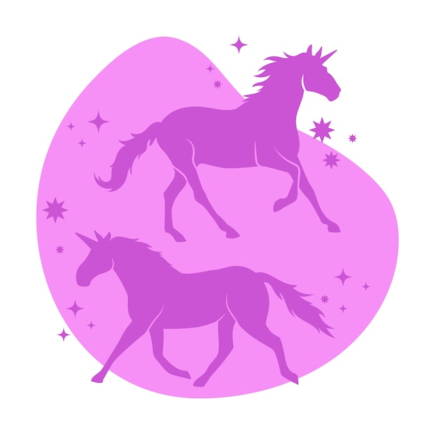 Free vector flat design unicorn silhouette illustration