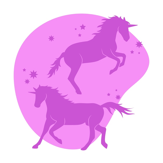 Illustrazione della siluetta dell'unicorno di design piatto
