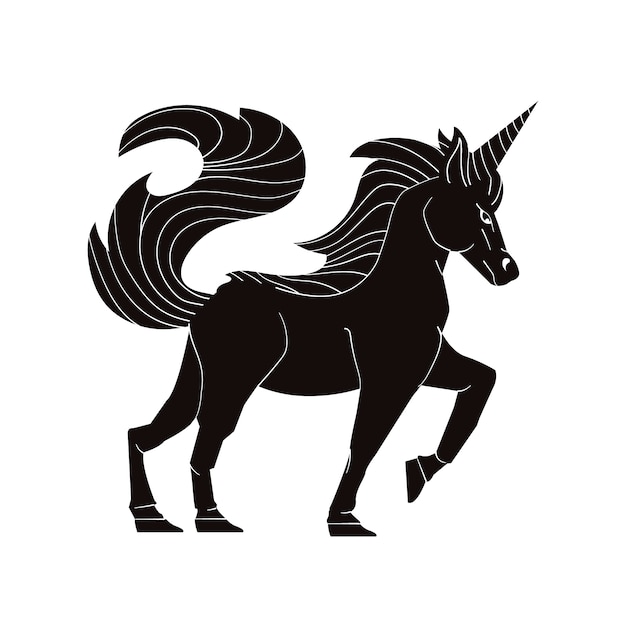 Flat design unicorn silhouette illustration