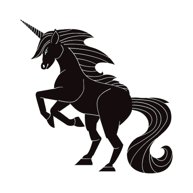 Flat design unicorn silhouette illustration