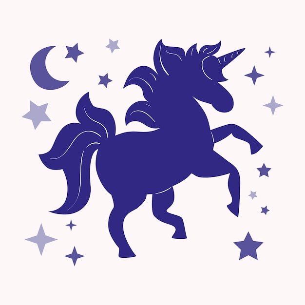 Free vector flat design unicorn silhouette illustration