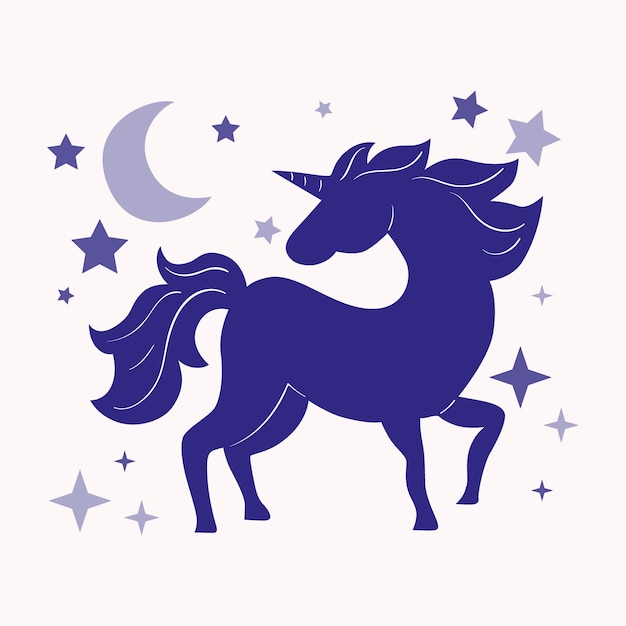 Free vector flat design unicorn silhouette illustration