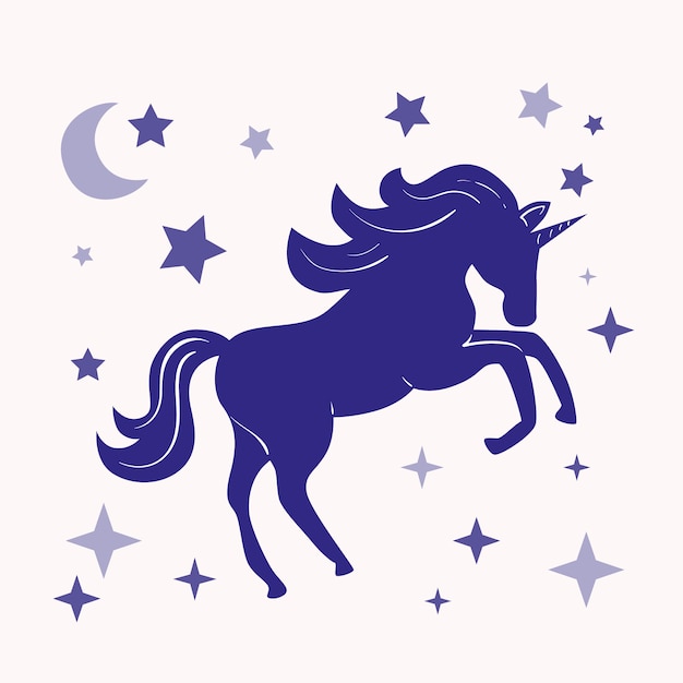 Free vector flat design unicorn silhouette illustration