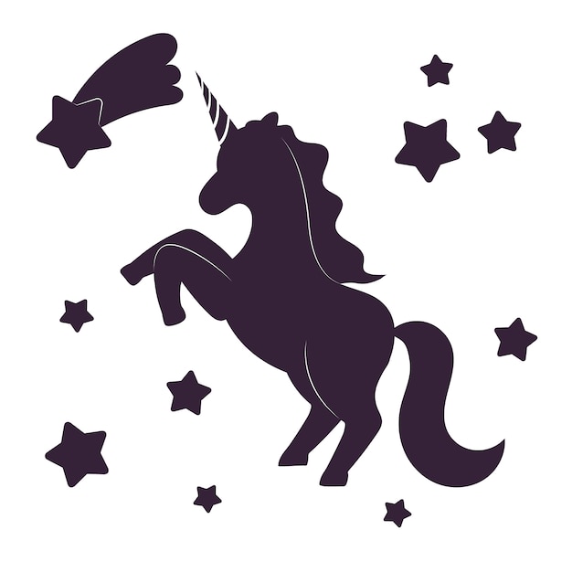 Free vector flat design unicorn silhouette illustration