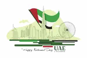 無料ベクター フラットデザインアラブ首長国連邦国民の日
