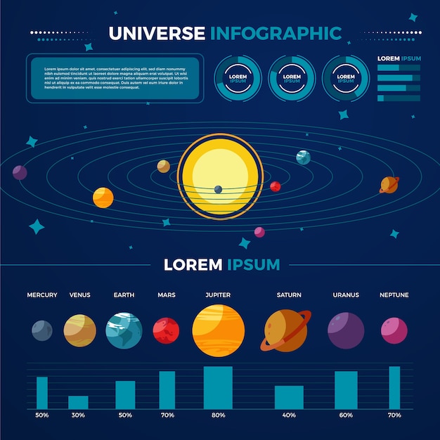 평면 디자인 우주 infographic 팩