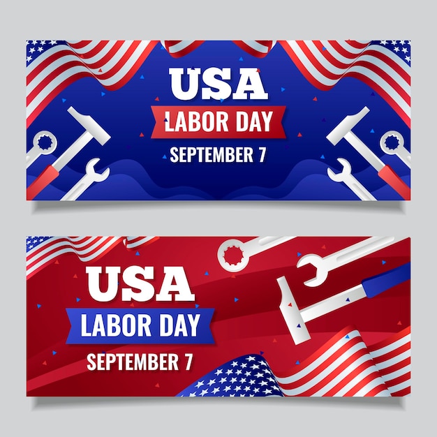 Free vector flat design usa labor day banners template