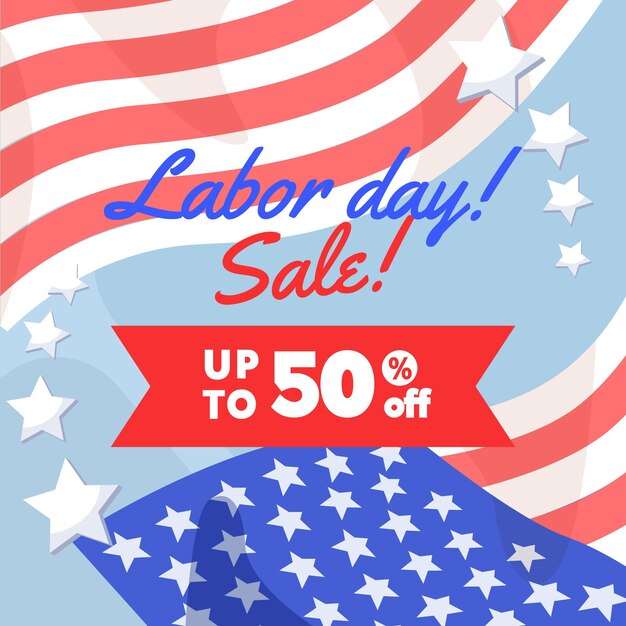 Free vector flat design usa labor day sale concept