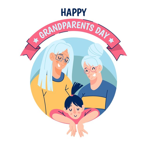 Flat design usa national grandparents day concept