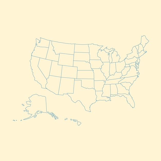 Бесплатное векторное изображение Контурная карта сша в плоском дизайне