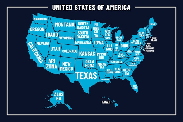 Flat design usa outline map