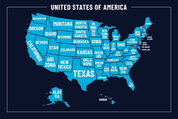 Flat design usa outline map