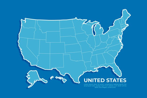 フラットデザインアメリカ白地図