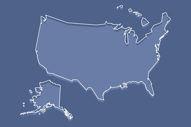 フラットデザインアメリカ白地図