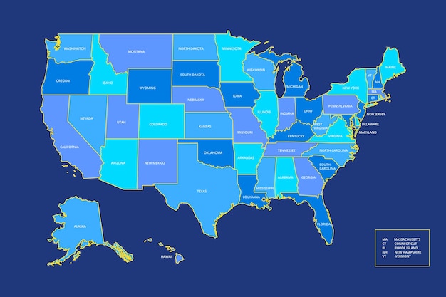 無料ベクター フラットデザインアメリカ白地図