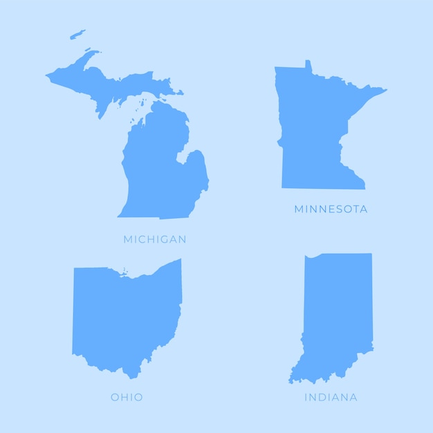 Flat design usa states outline map