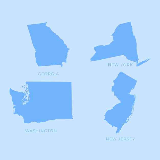 Контурная карта штатов сша в плоском дизайне