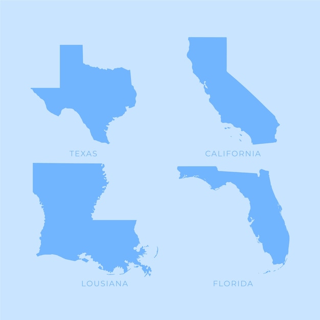 Flat design usa states outline map