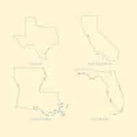 Free vector flat design usa states outline map