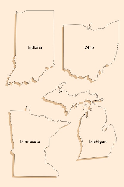 Mappa del profilo degli stati degli stati uniti di design piatto