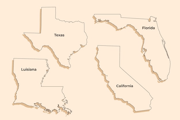 Free Vector flat design usa states outline map