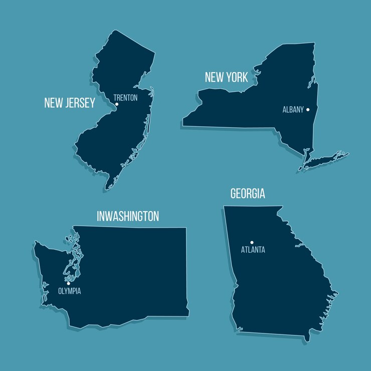 Free Vector flat design usa states outline map