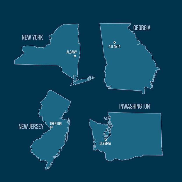 Free vector flat design usa states outline map