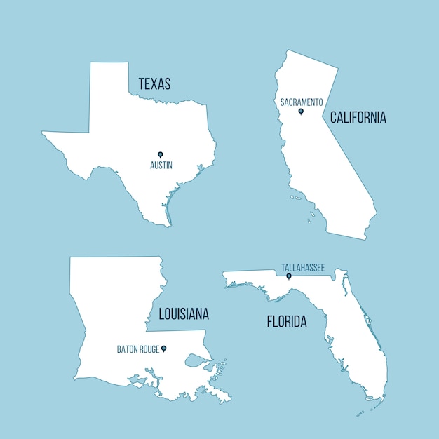 Flat design usa states outline map