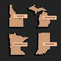 Free vector flat design usa states outline map