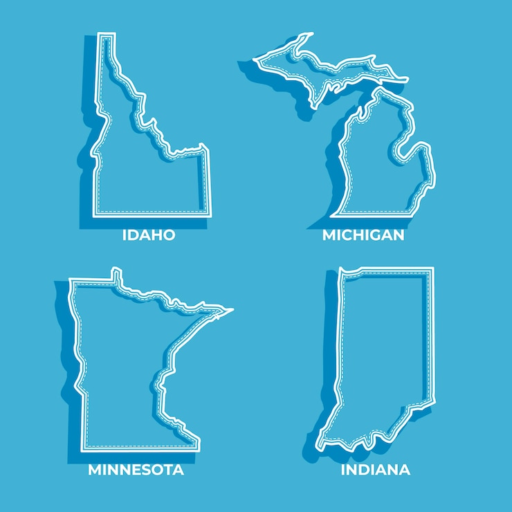 Free Vector flat design usa states outline map