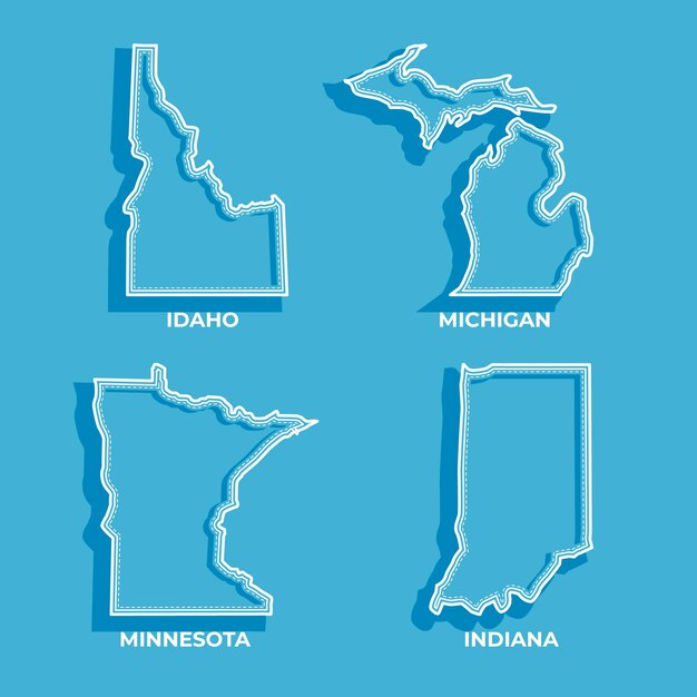 Flat design usa states outline map