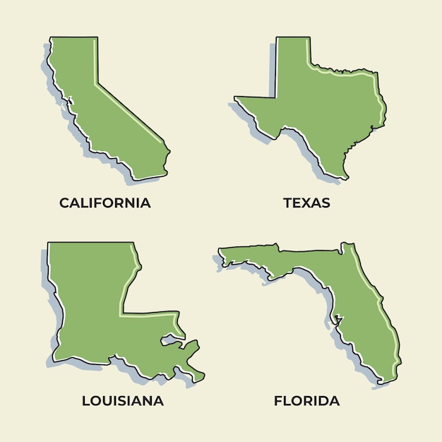 Flat design usa states outline map