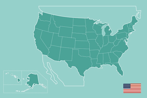 Flat design usa states outline map