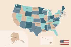 Free vector flat design usa states outline map