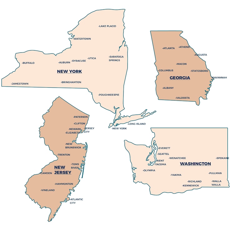 Free Vector flat design usa states outline map