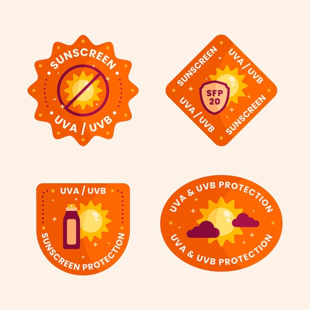 Free vector flat design uv badge collection