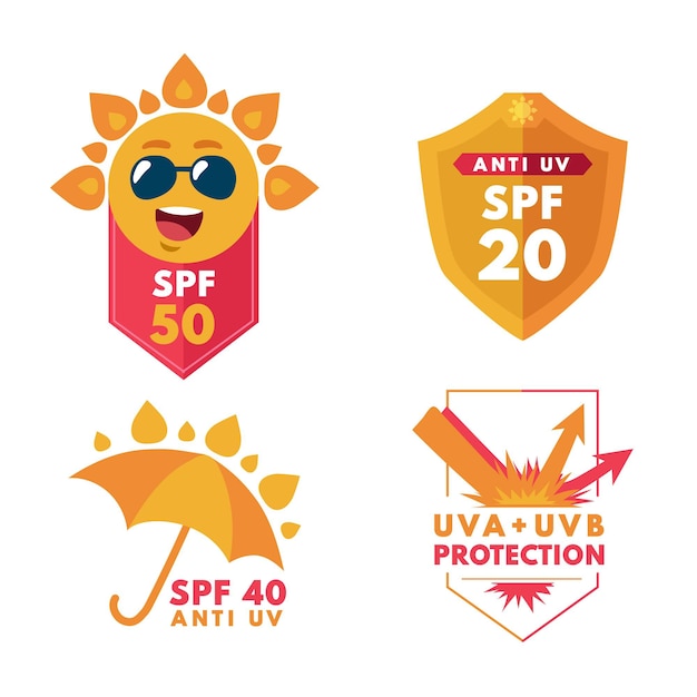 Flat design uv badges collection