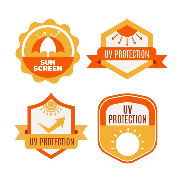 Flat design uv badges pack