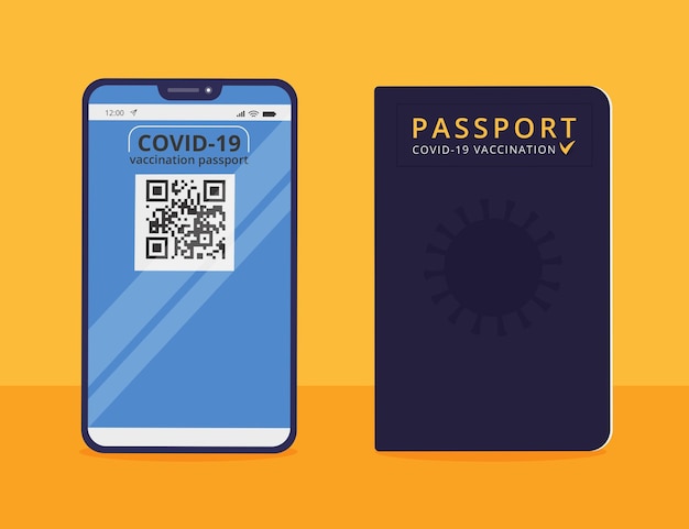 Flat design vaccination passport for traveling