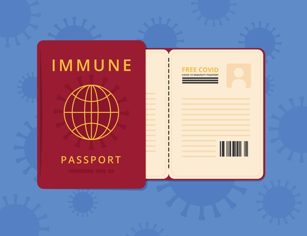 Flat design vaccination passport for traveling