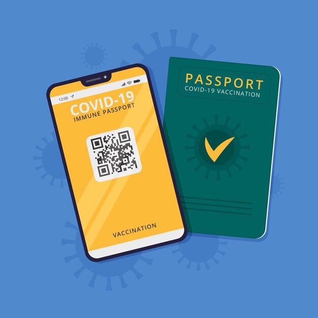 여행을 위한 평면 디자인 예방 접종 여권