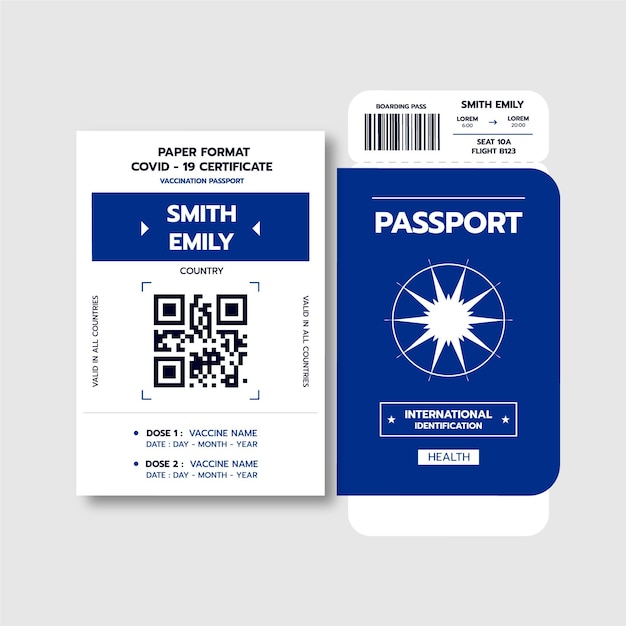無料ベクター フラットデザインの予防接種パスポート