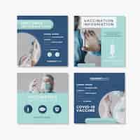 Free vector flat design vaccine instagram post pack