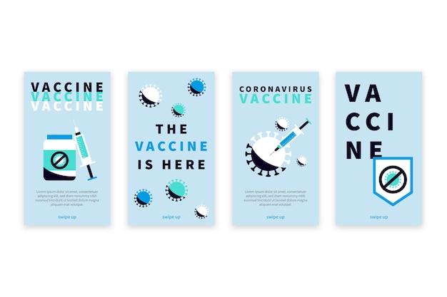 Free vector flat design vaccine instagram stories set