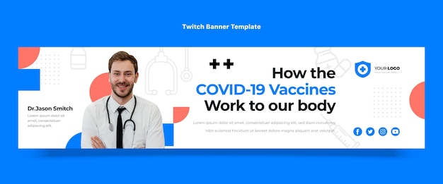 Flat design vaccines twitch banner