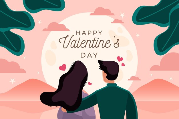 Flat design valentine's day background with couple