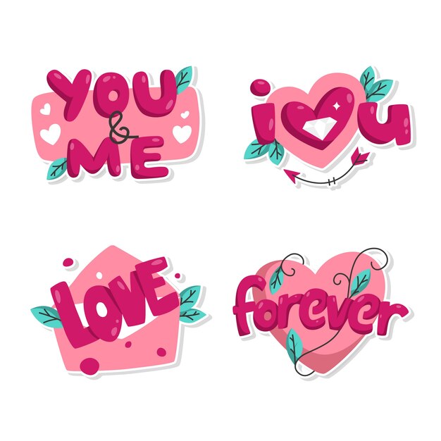 Flat design valentine's day badge collection